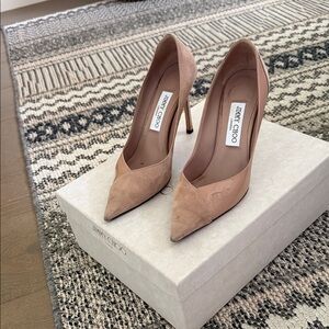 Jimmy Choo Blush Suede and Leather Pointed-Toe Pumps